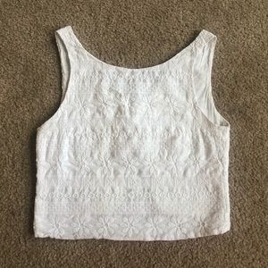 Zara embroidered crop top - small, off-white